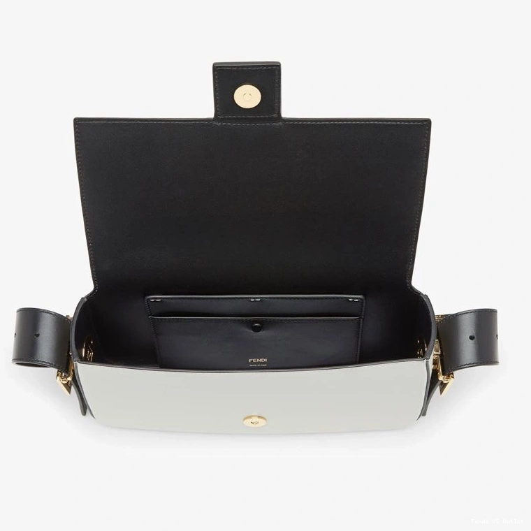 Cheap HOT Fendi Leather Bag In White Baguette Nappa Medium Twist 0807